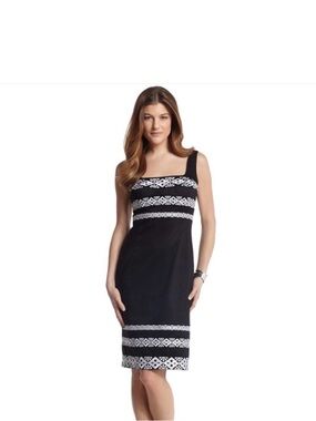 White House Black Market Embroidered Cotton Square-Neck Sheath Dress